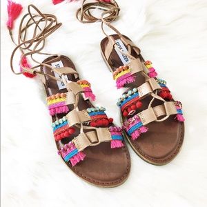Steve Madden Multicolor Gladiator Tassel Sandals